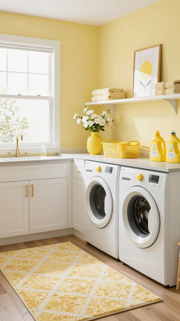 14 Yellow Laundry Room Ideas to Brighten Your Day 15 cheerful yellow laundry accents