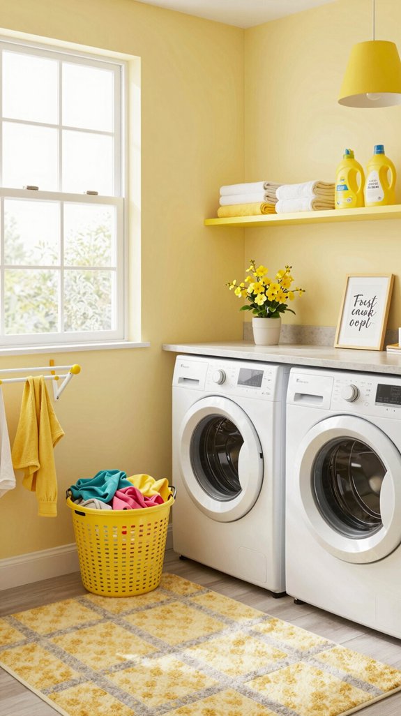 14 Yellow Laundry Room Ideas to Brighten Your Day 7 cheerful yellow laundry decor