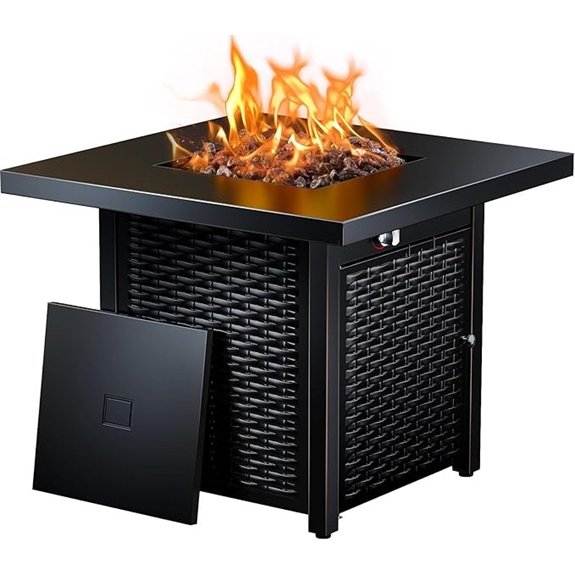 15 Outdoor Fireplaces That Turn Any Backyard Into a Cozy Retreat 14 ciays 28 propane fire pit table with lid lay fire