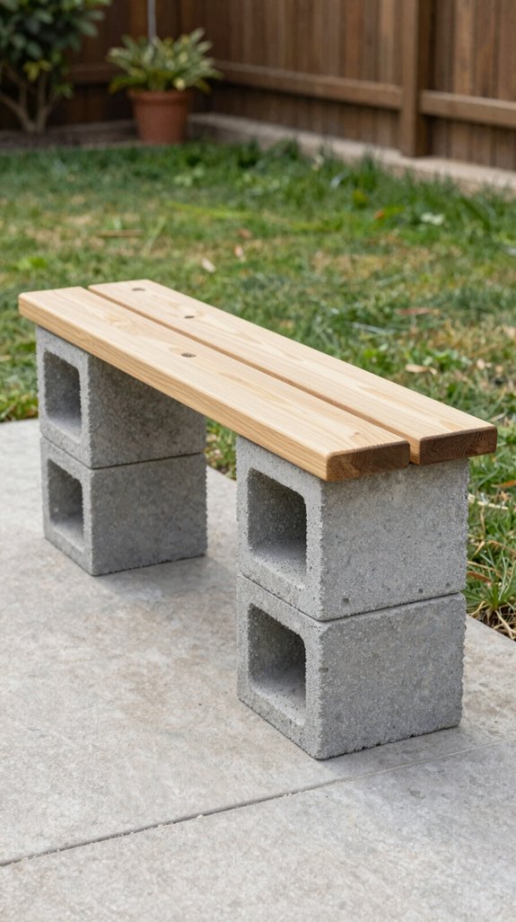 cinder block outdoor bench