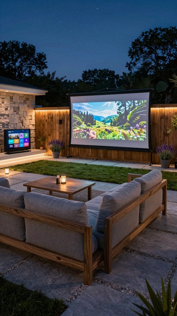 cinematic patio entertainment setup