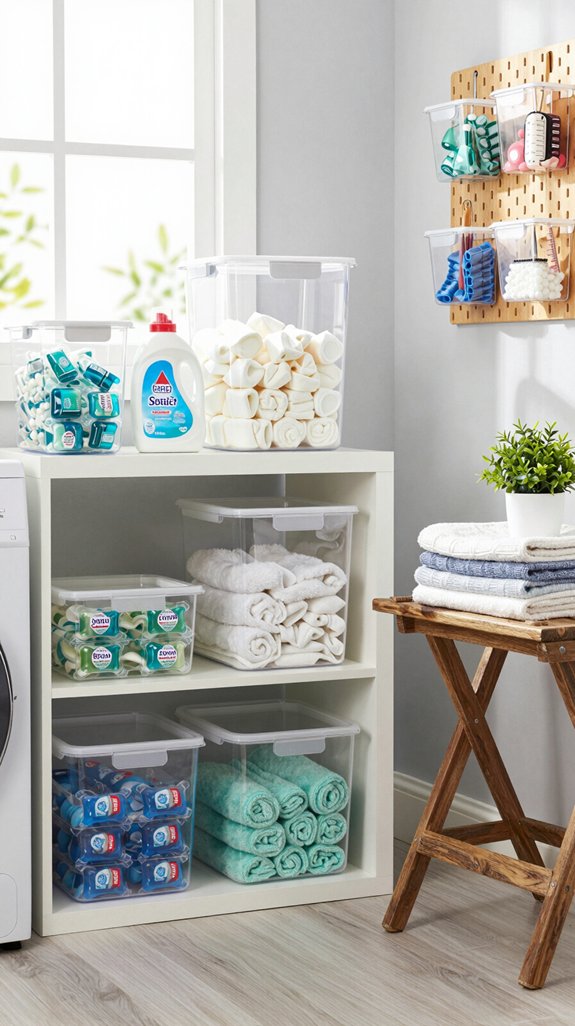 20 DIY Laundry Room Ideas for a Budget Makeover 17 clear containers enhance organization