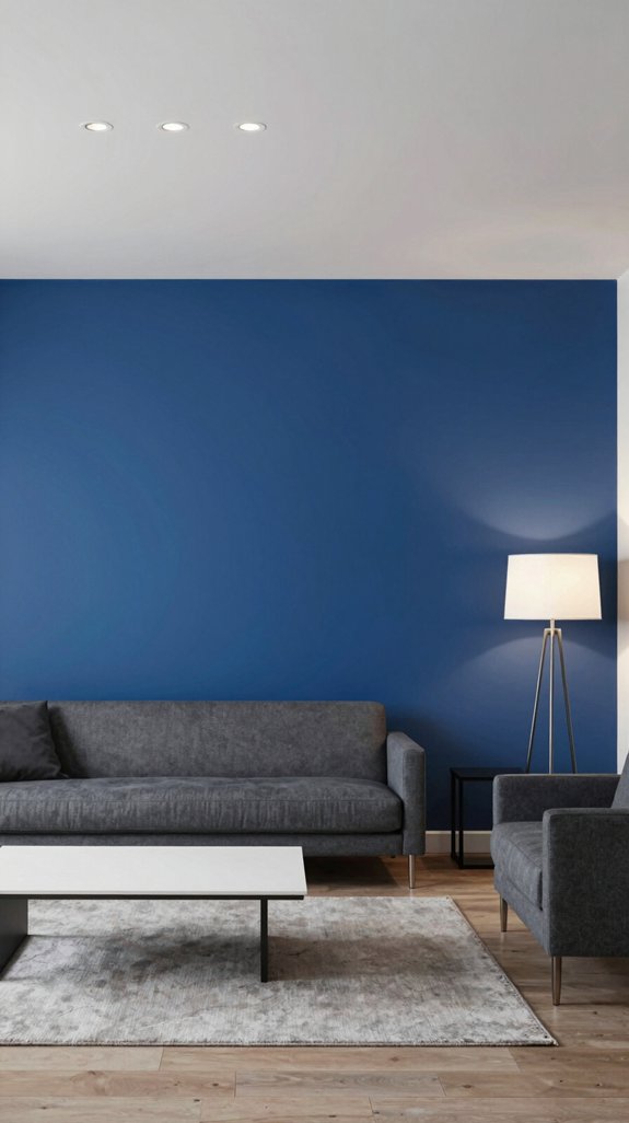 cobalt blue minimalist focal wall