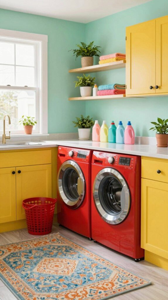 colorful laundry room makeover