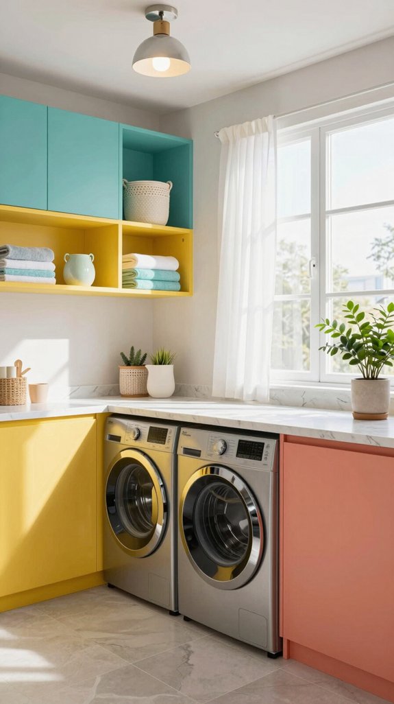 colorful laundry room storage