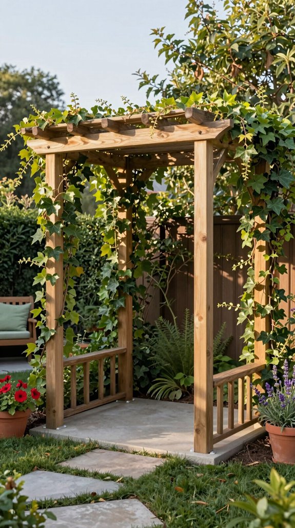 compact aluminum pergola with vines