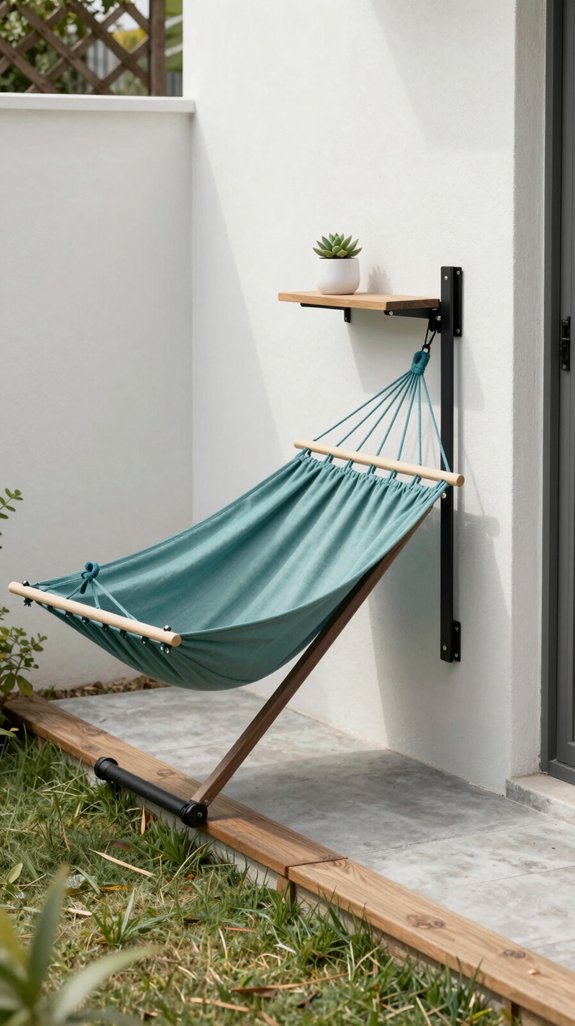 compact balcony hammock setup