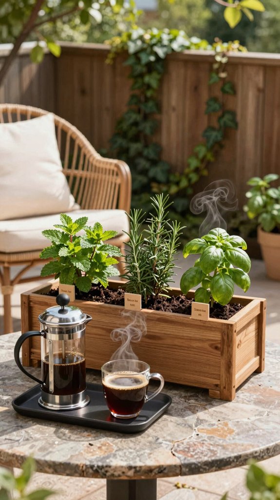 compact herb garden brewing