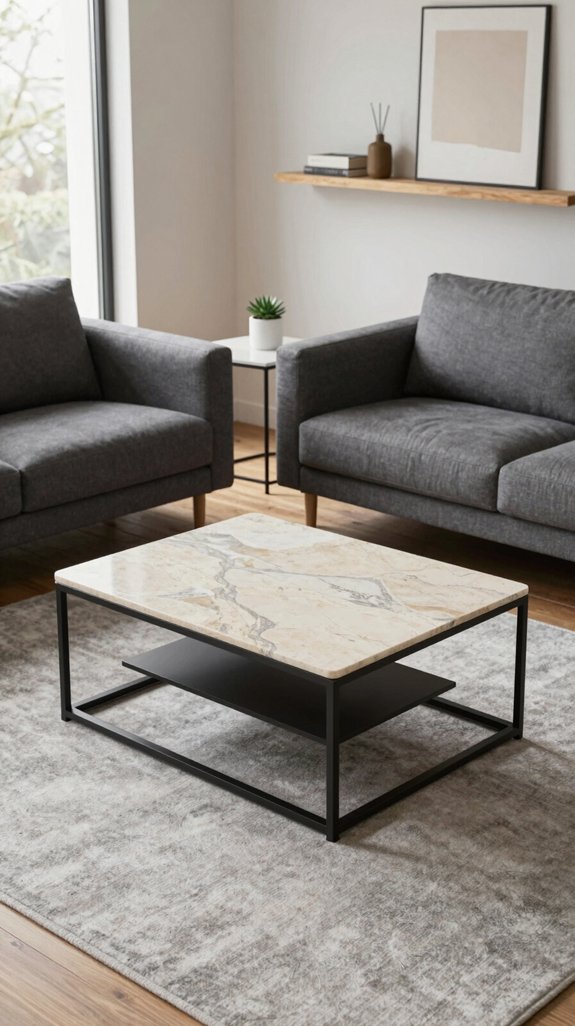 compact stone effect coffee table