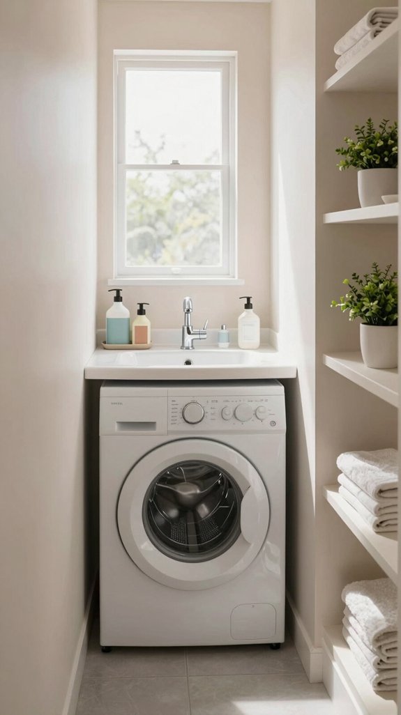 17 Narrow Laundry Room Ideas That Feel Spacious 14 compact utility sink convenience