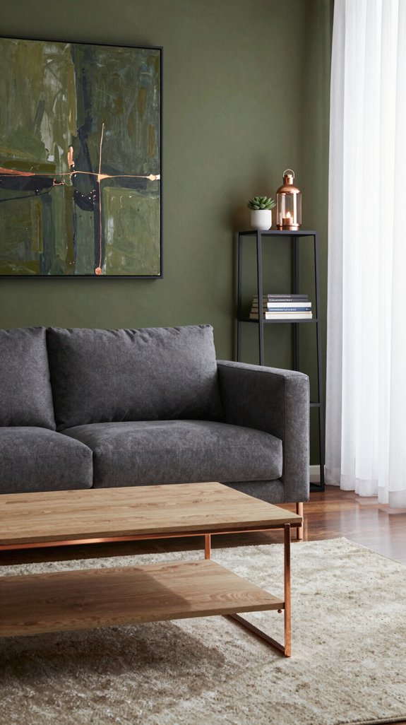 Army Green in Interiors: Colors That Complement This Earthy Shade 9 copper accented subtle elegance