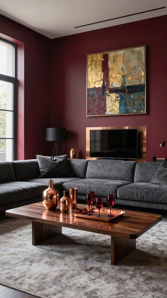 copper accented wine red elegance
