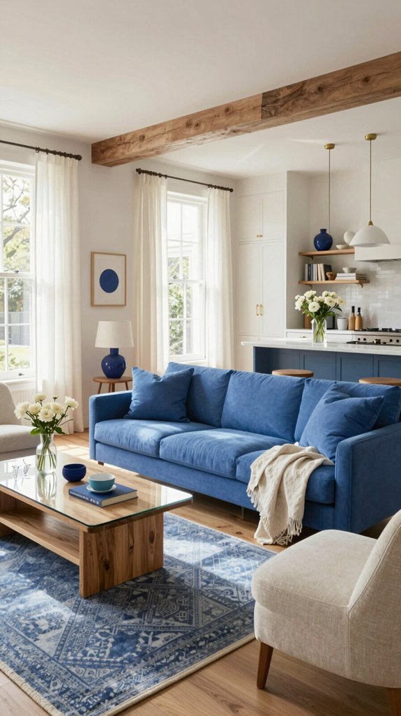 Cornflower Blue Color Pairings for Light and Charming Interiors 15 cornflower blue open plan harmony