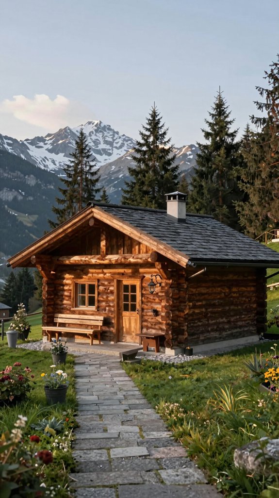 21 European Backyard Ideas for a Charming Outdoor Space 11 cozy alpine log cabin