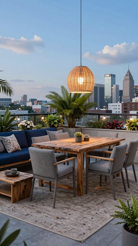cozy balcony dining setup