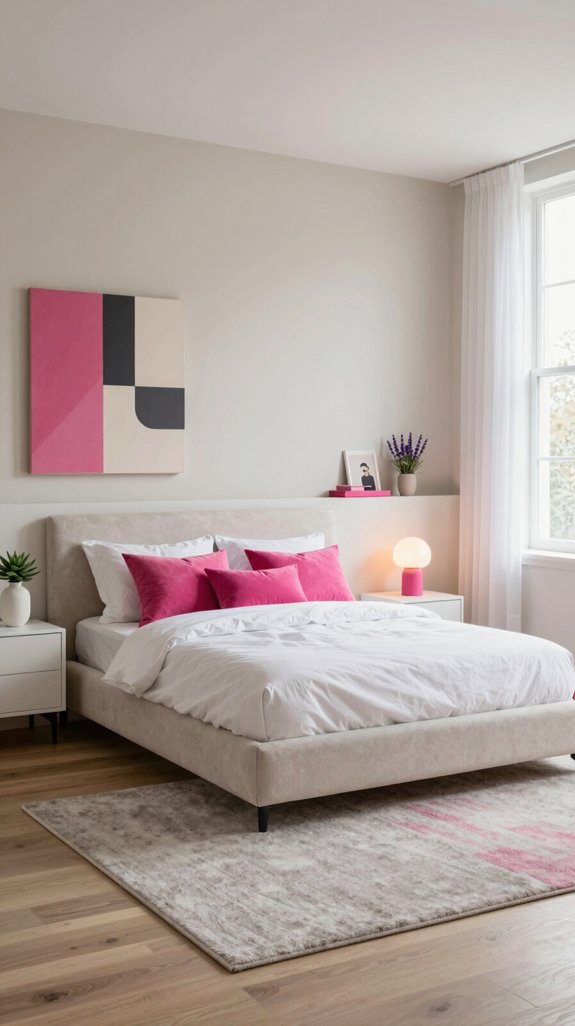 cozy bedroom with pink accents