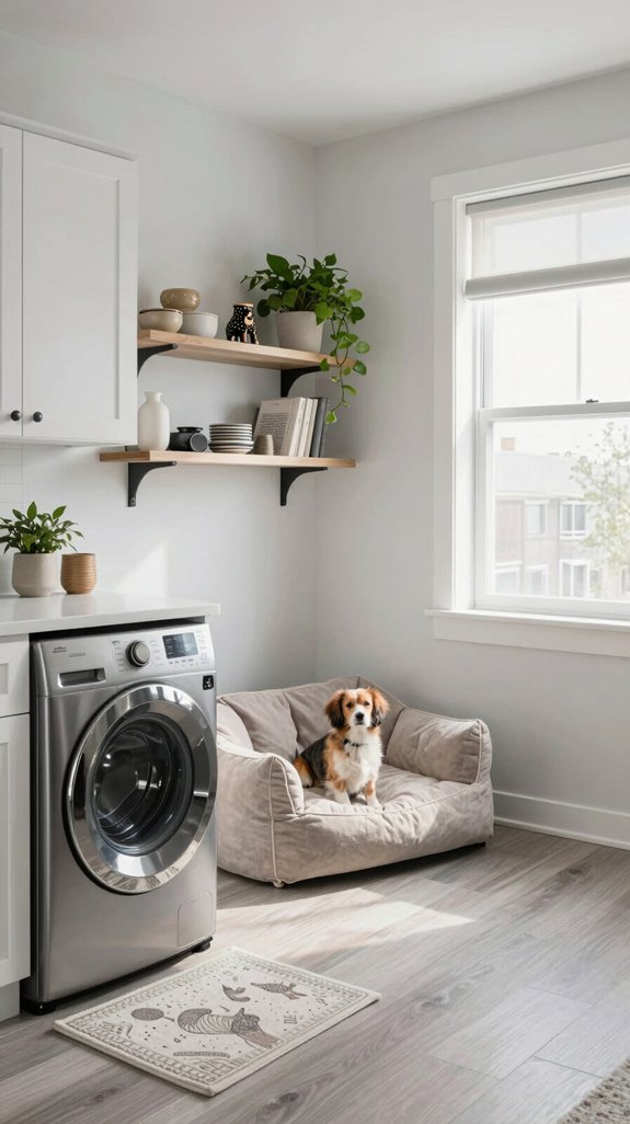 22 Modern Laundry Room Ideas for Sleek Spaces 18 cozy eco friendly pet nook