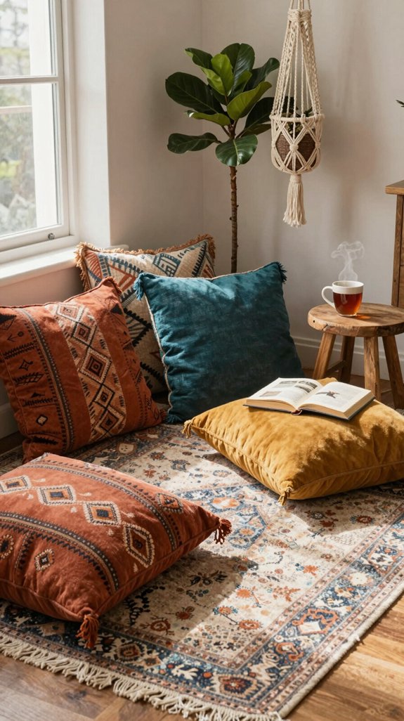 cozy floor cushion nook