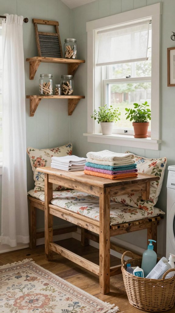 cozy laundry folding nook