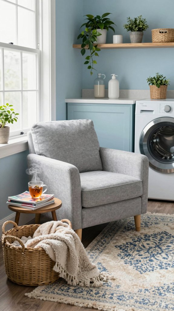 20 Fun Laundry Room Ideas to Make Chores Better 10 cozy laundry relaxation nook
