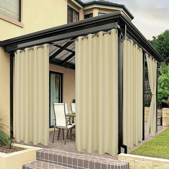 cream waterproof outdoor curtain