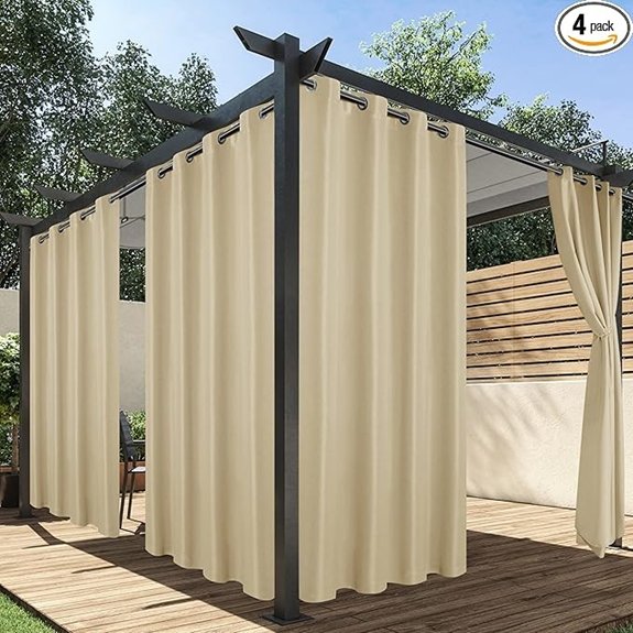 cream waterproof patio curtains