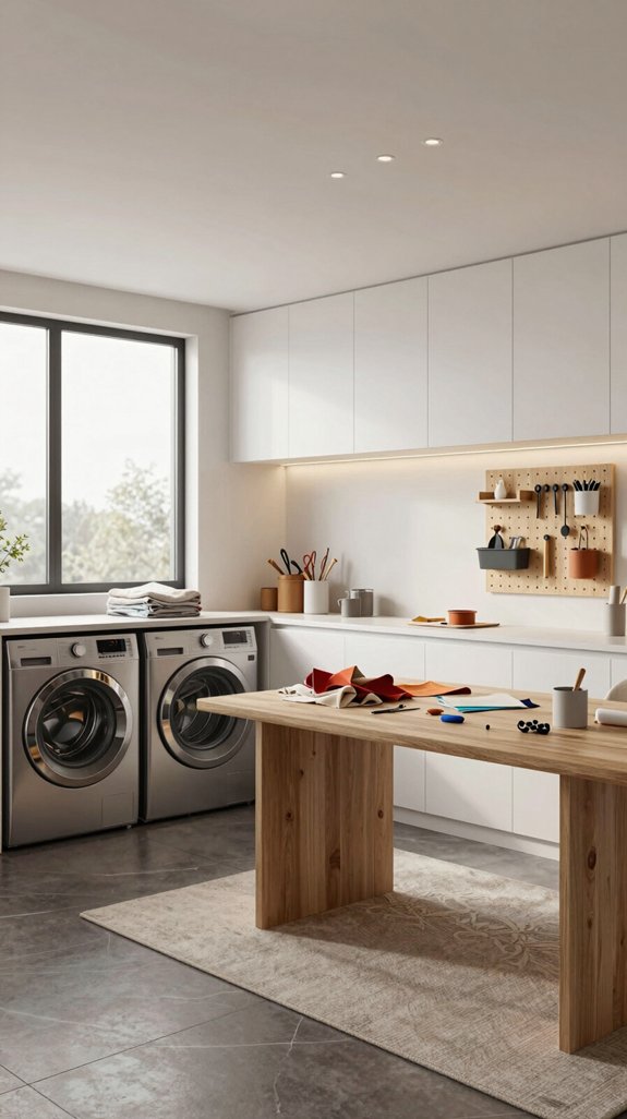 22 Modern Laundry Room Ideas for Sleek Spaces 7 creative laundry and crafts space