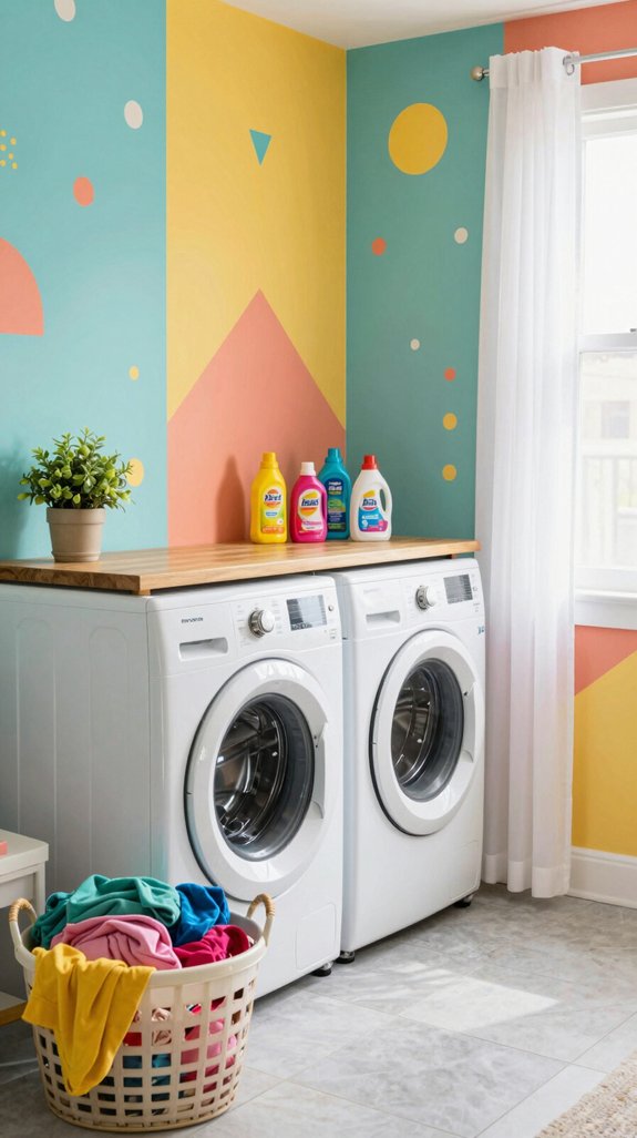 creative wallpaper for laundry