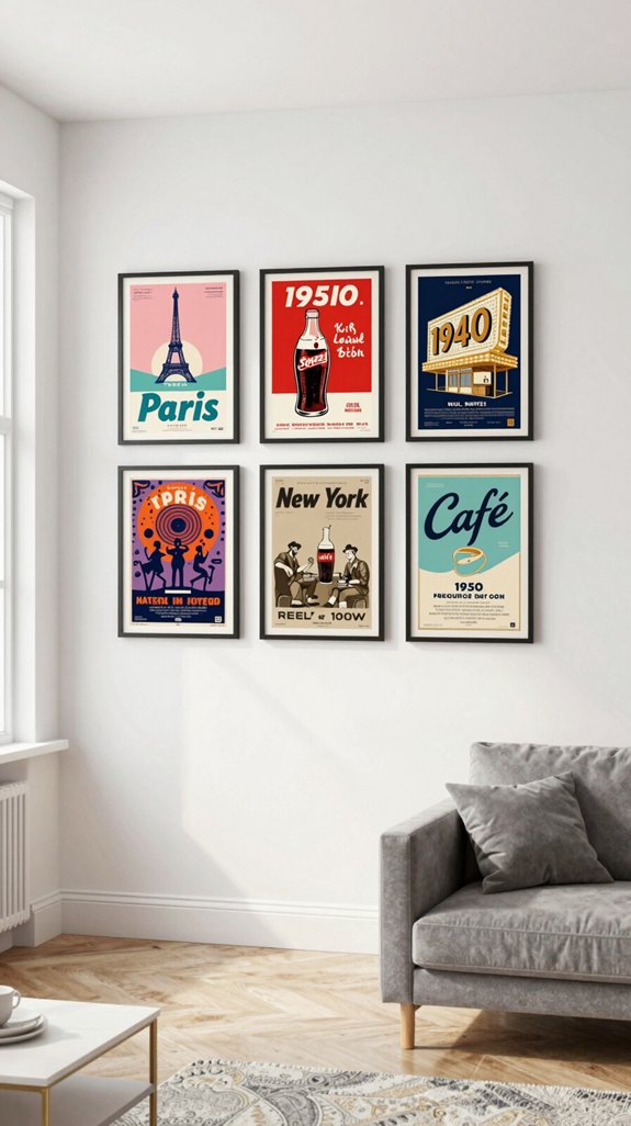 16 POP Design Ideas for Living Rooms 16 curated vintage poster wall