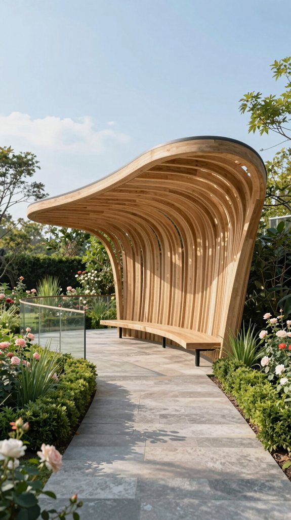 21 Backyard Pavilion Ideas for Stylish Outdoor Living 12 curved pavilion garden integration