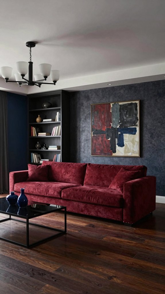 dark red charcoal black navy