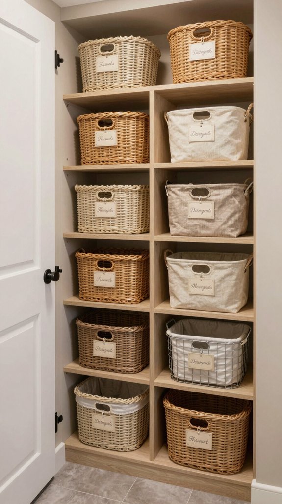 16 Laundry Room Closet Ideas for Hidden Storage 16 decorative baskets for organization