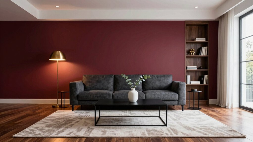 dramatic wine red interior accents