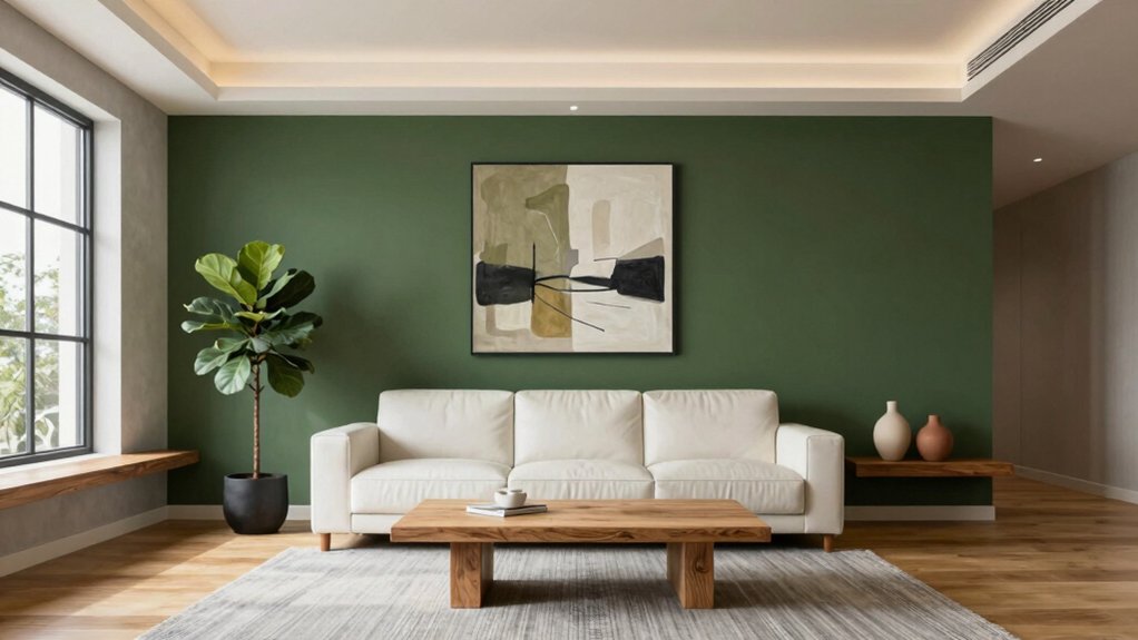 earthy army green interiors