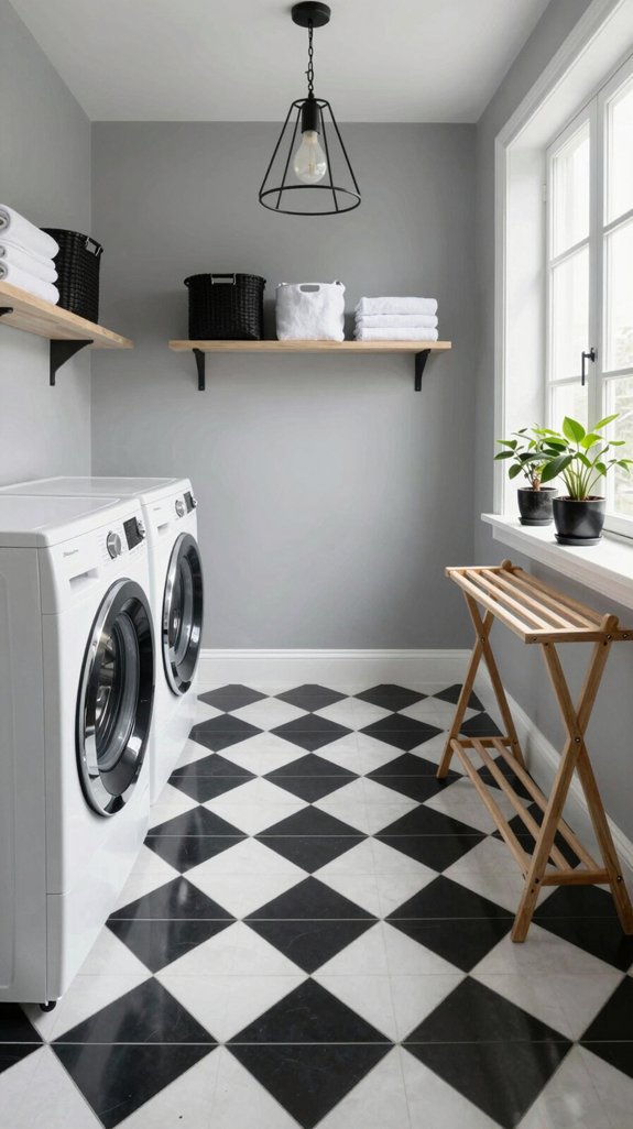 elegant black and white tiles