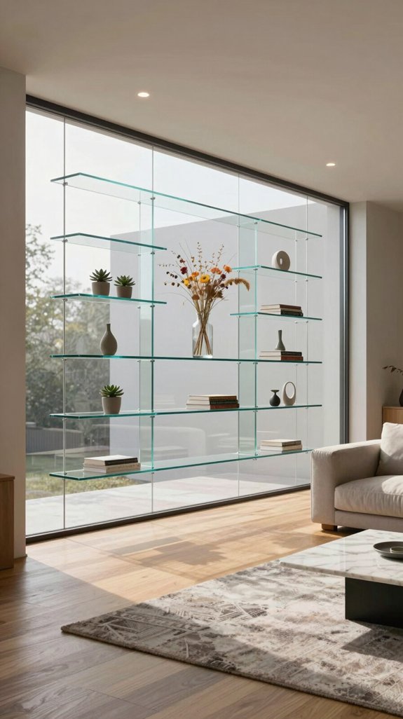 elegant glass shelf decor