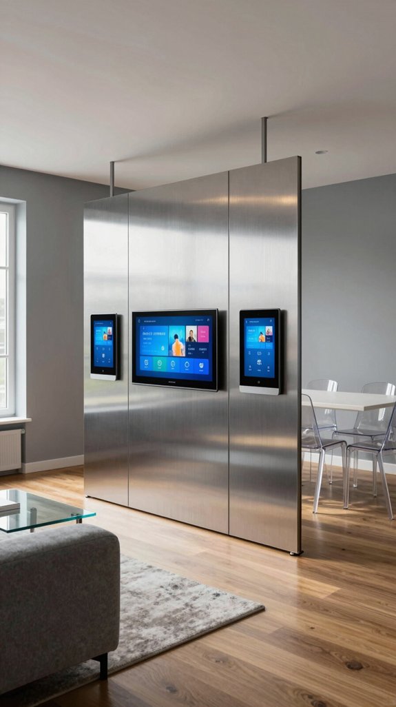 elegant tech integrated media console