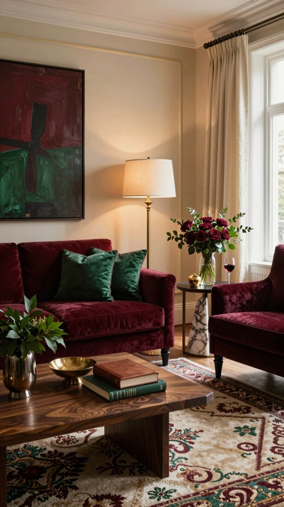 emerald accented burgundy luxe