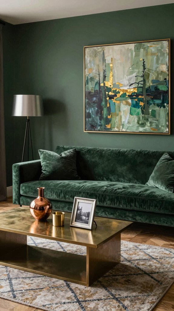 emerald interiors with metallic accents