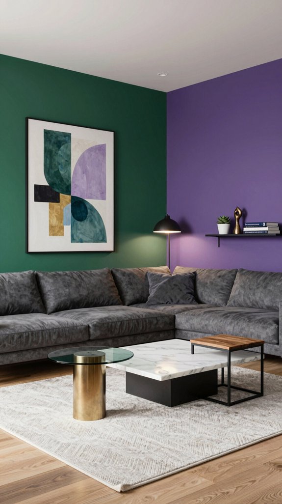 Purple Color Combinations That Work Beautifully in Interiors 10 emerald purple dual accent