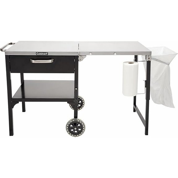folding grill table wheels