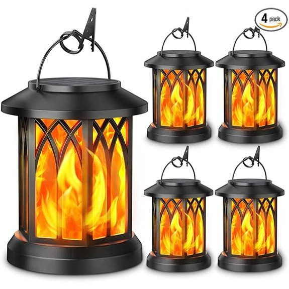 four pack solar flickering lanterns