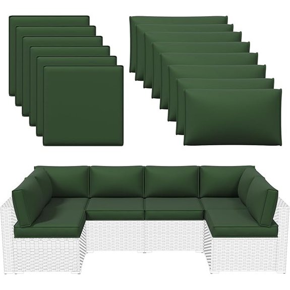 four piece green outdoor cushion set