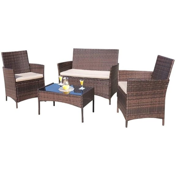 four piece rattan patio set