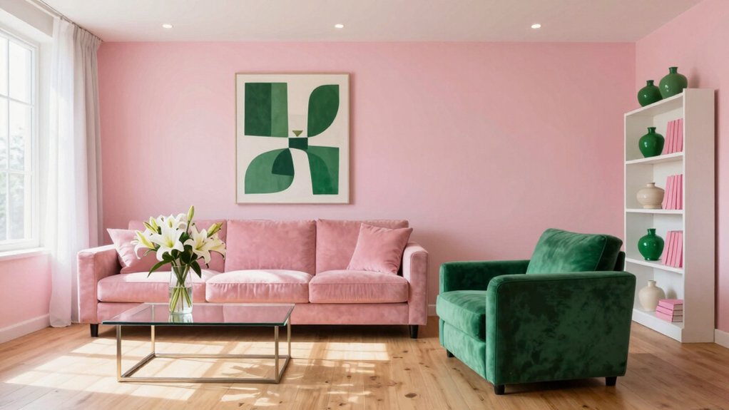 fresh playful pink green interiors