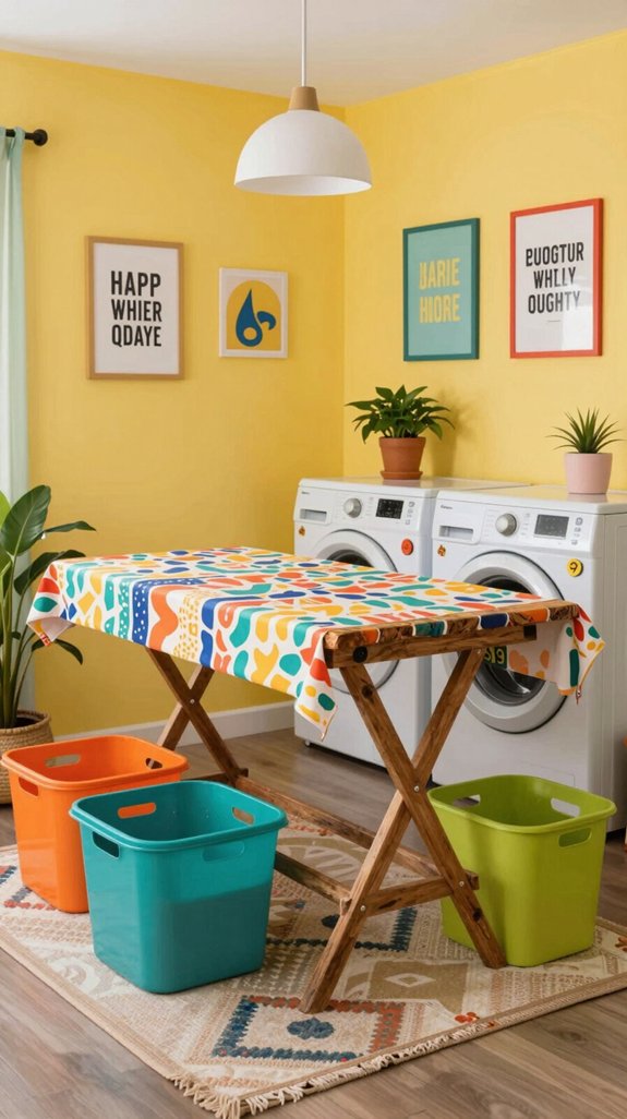 17 Funky Laundry Room Ideas With Bold Personality 12 fun colorful folding station