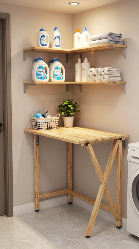16 Laundry Room Closet Ideas for Hidden Storage 6 functional folding table installation