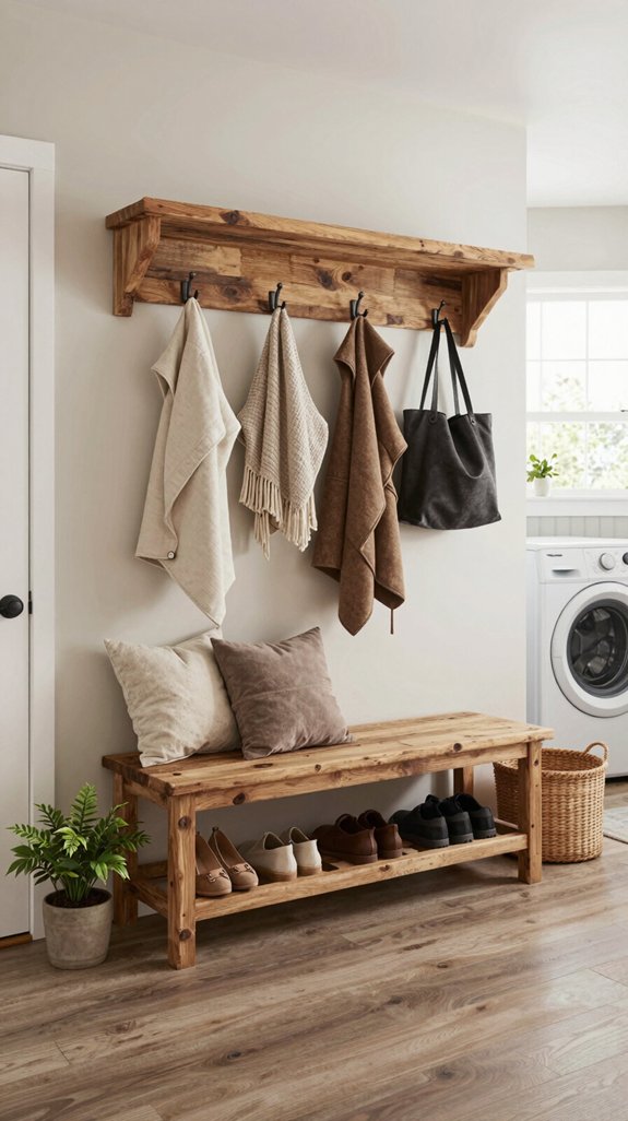 20 DIY Laundry Room Ideas for a Budget Makeover 18 functional rustic mudroom bench