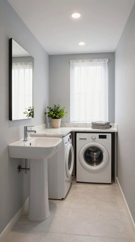 functional serene bathroom laundry design
