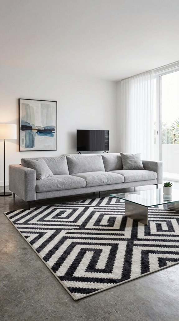 geometric rugs enhance furniture